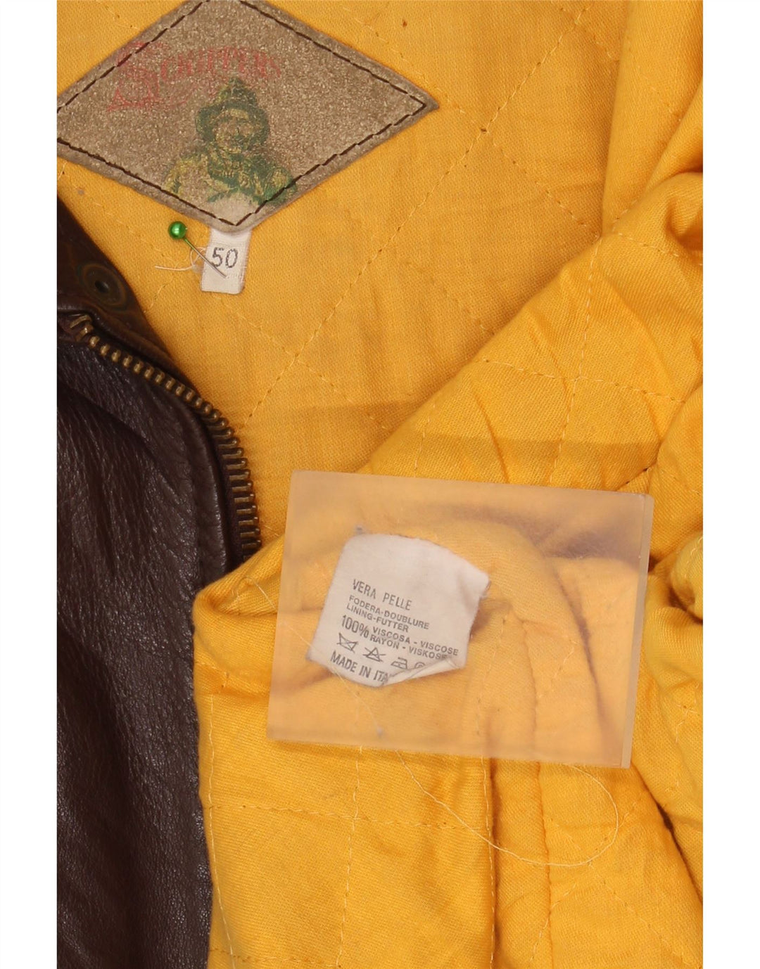Jaqueta de couro masculina vintage IT 50 grande couro marrom