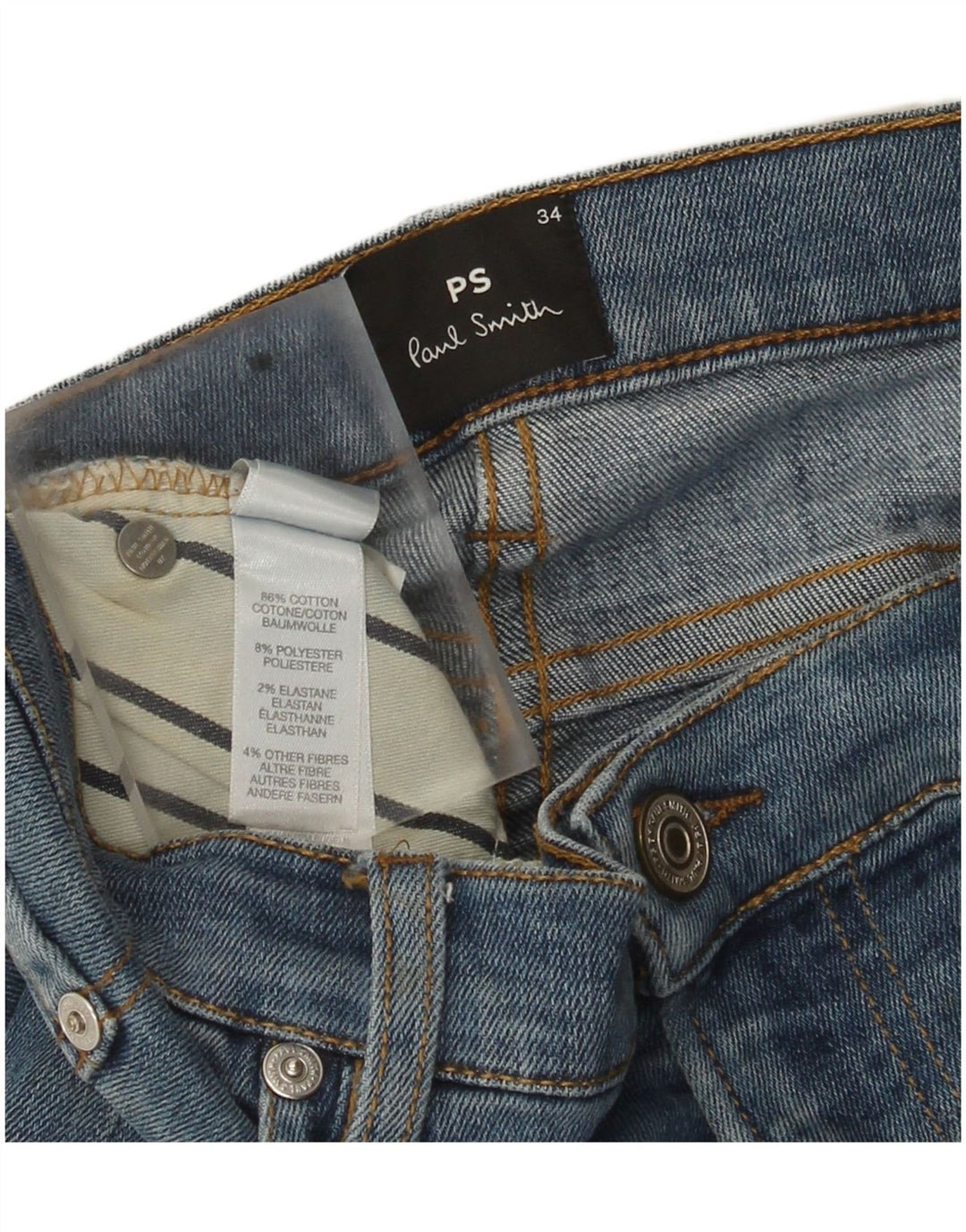 Paul Smith Mens Slim Jeans W34 L33 Azul Algodão