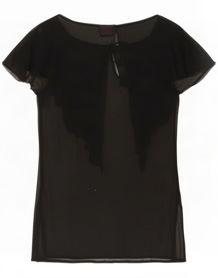 Blusa feminina grande C'EST COMMECA UK 10 pequena viscose preta