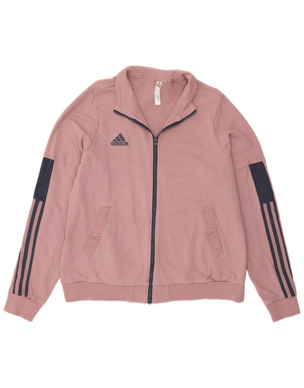 Adidas Womens Tracksuit Top Jacket UK 24/26 2XL Rosa Colourblock Algodão