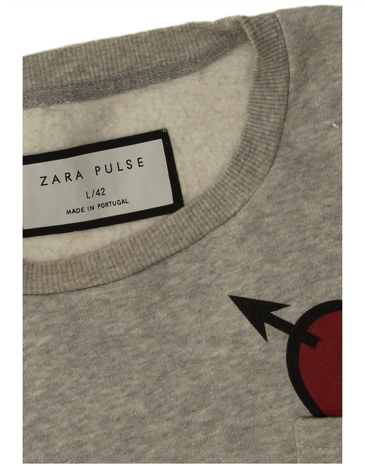 Zara moletom masculino jumper grande cinza manchado coração