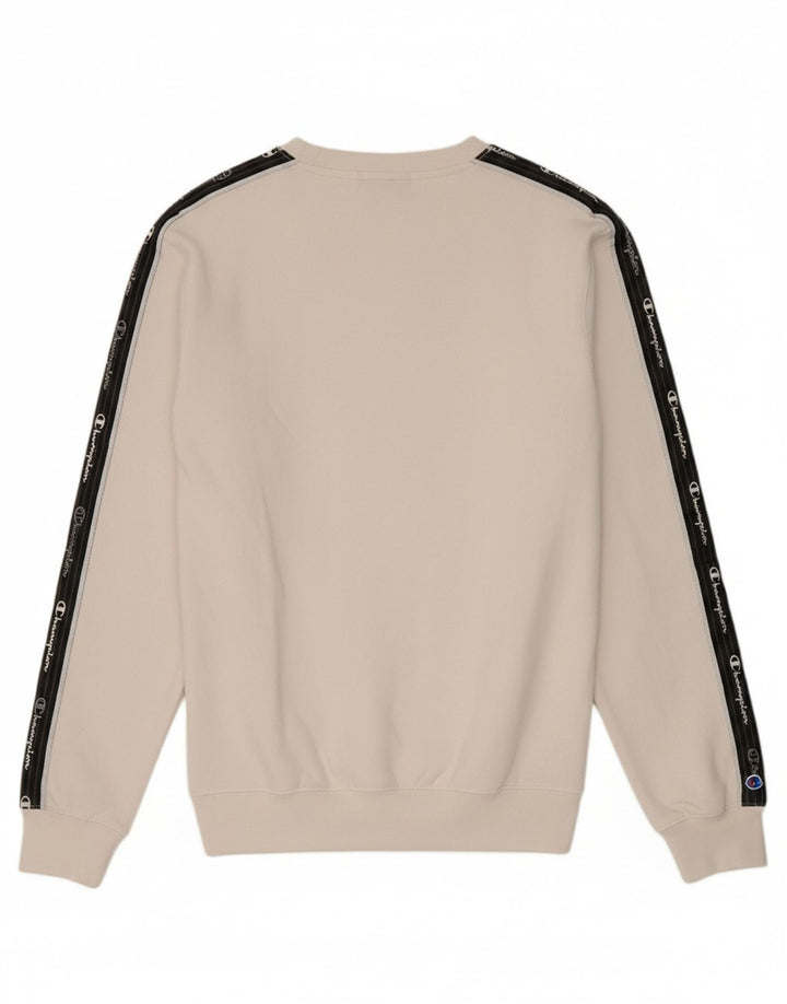 CHAMPION Suéter gráfico masculino com capuz médio branco colorblock