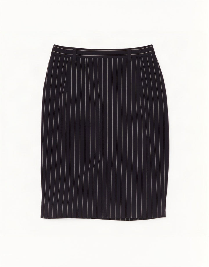 Saia Midi Feminina Mondi EU 40 Médio W28 Azul Marinho Listrado Poliéster