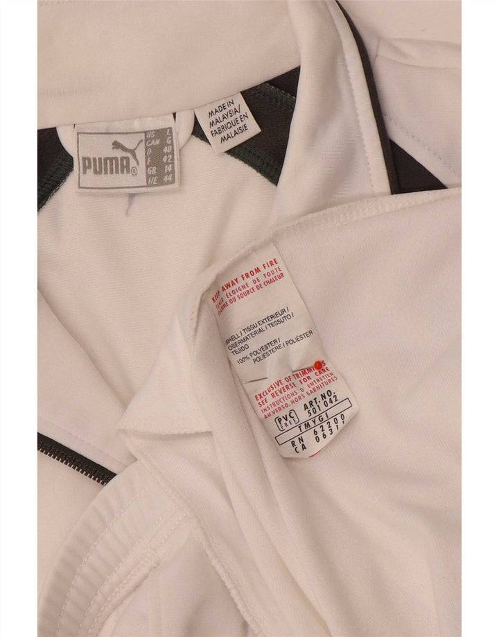 Puma Womens Tracksuit Top Jacket UK 14 Grande Branco Colourblock Poliéster