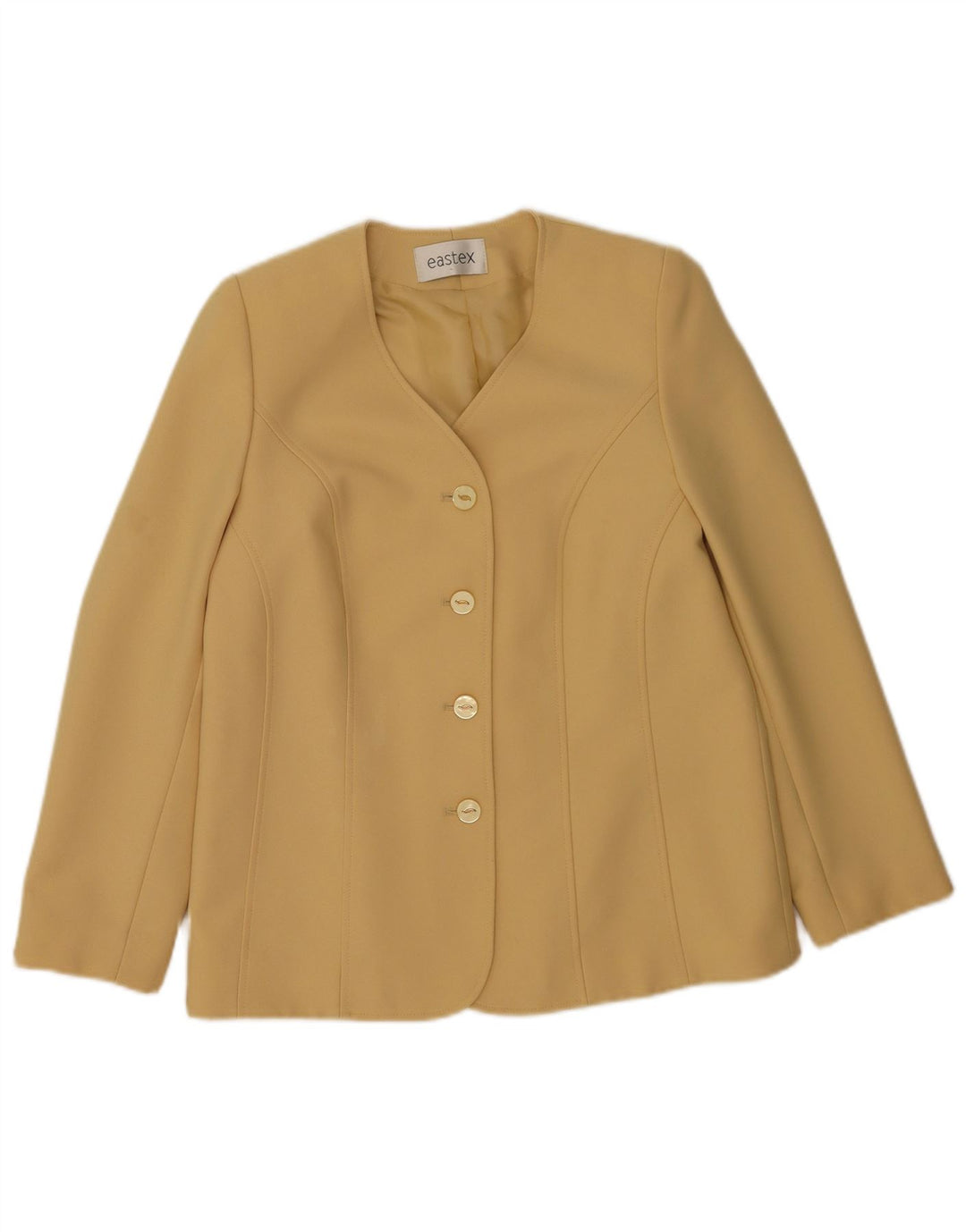 Jaqueta blazer feminina Eastex com 4 botões Reino Unido 14 poliéster bege médio