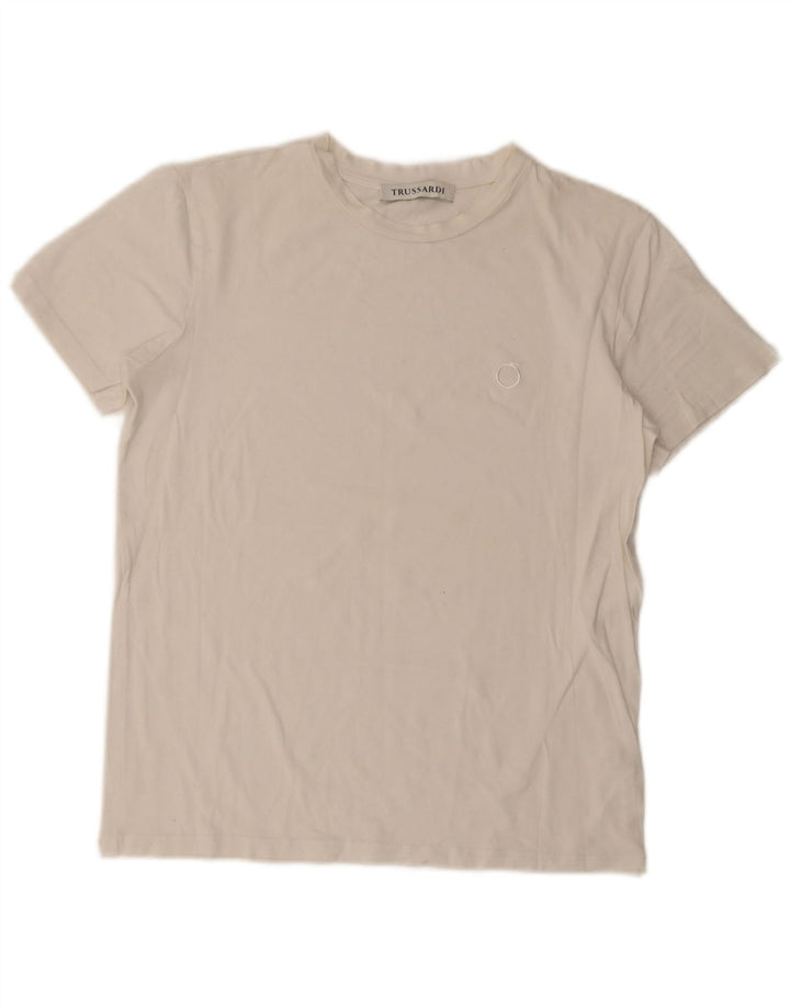 Camiseta feminina Trussardi UK 14 grande branca