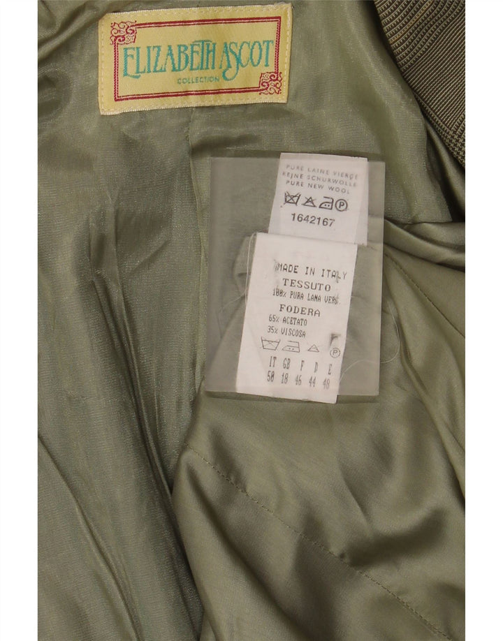Jaqueta blazer feminina de 3 botões Elizabeth Ascot Reino Unido 18 XL verde Houndstooth