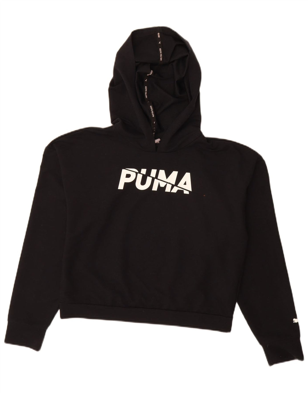 Puma feminino gráfico oversized moletom com capuz Reino Unido 10 pequeno poliéster preto