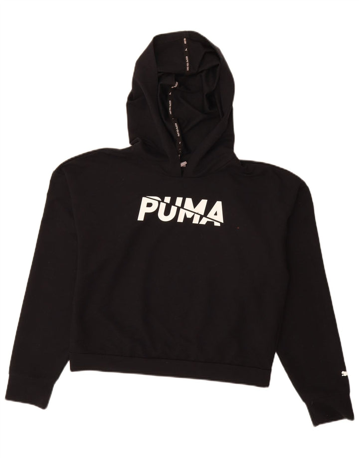 Puma feminino gráfico oversized moletom com capuz Reino Unido 10 pequeno poliéster preto