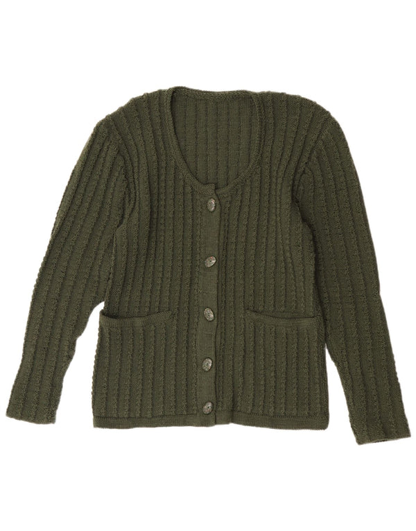 Suéter Cardigan Feminino Vintage Reino Unido 14 Verde Médio
