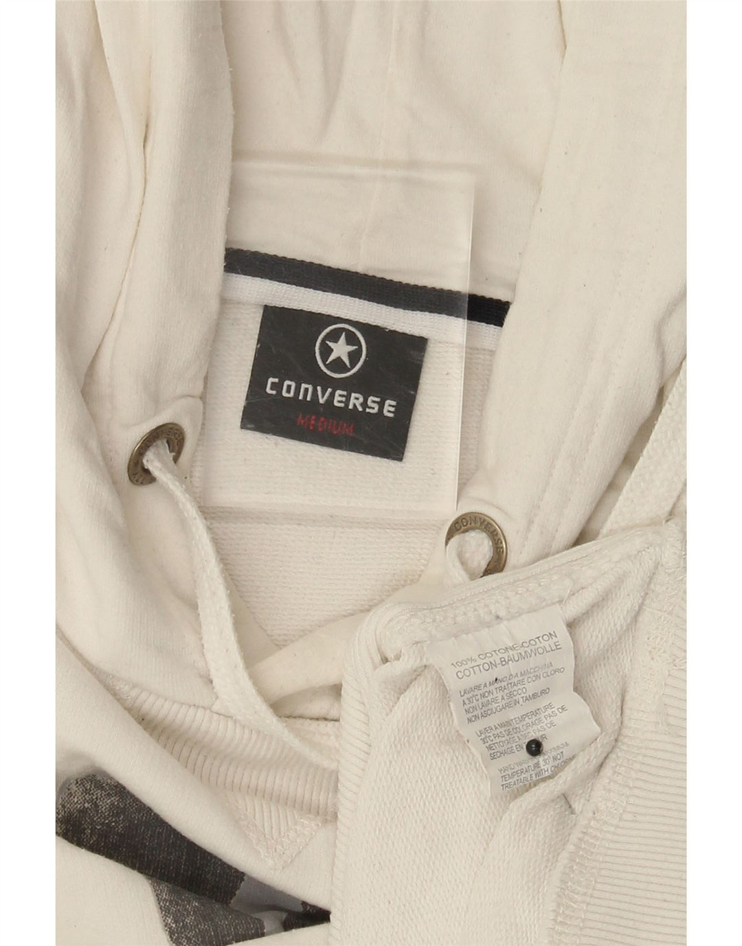 Converse masculino gráfico moletom com capuz médio algodão branco