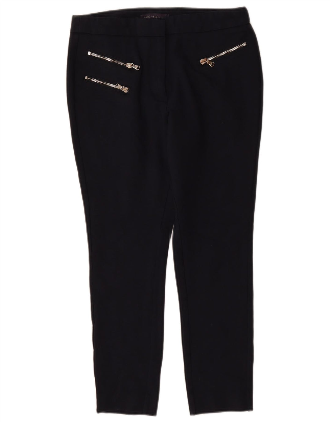 Calças cortadas femininas Marks & Spencer UK 12 médio W30 L25 azul marinho