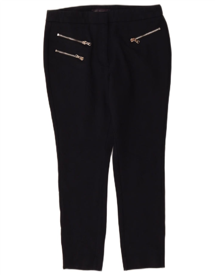 Calças cortadas femininas Marks & Spencer UK 12 médio W30 L25 azul marinho