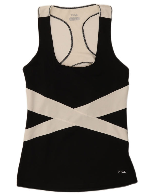 Fila Womens Vest Top UK 14 Grande Poliéster Colourblock Preto