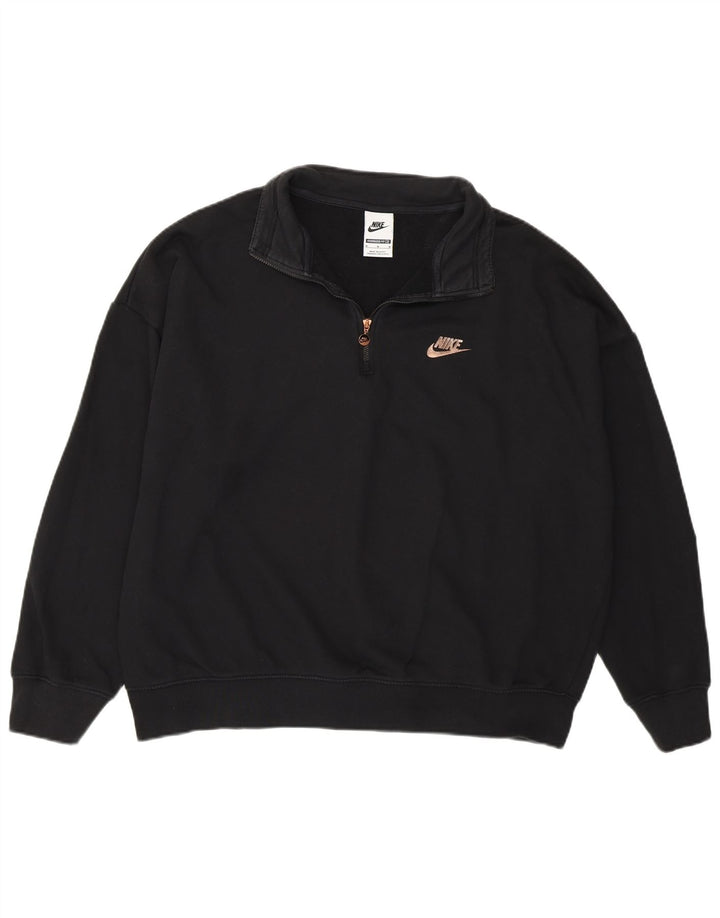 NIKE feminino oversized gráfico moletom jumper UK 14 médio preto