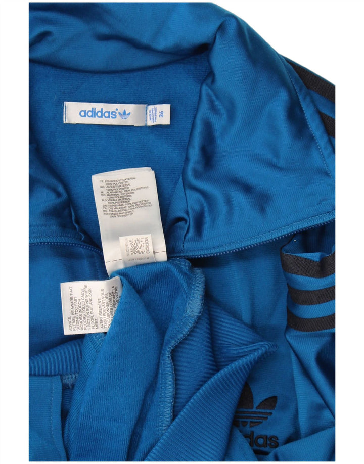 Adidas Womens Graphic Tracksuit Top Jacket EU 36 Pequeno Azul Poliéster