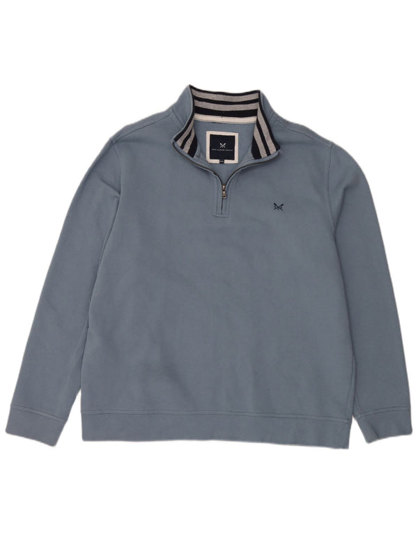 Crew Clothing Mens Zip Neck Moletom Jumper 3XL Algodão Azul