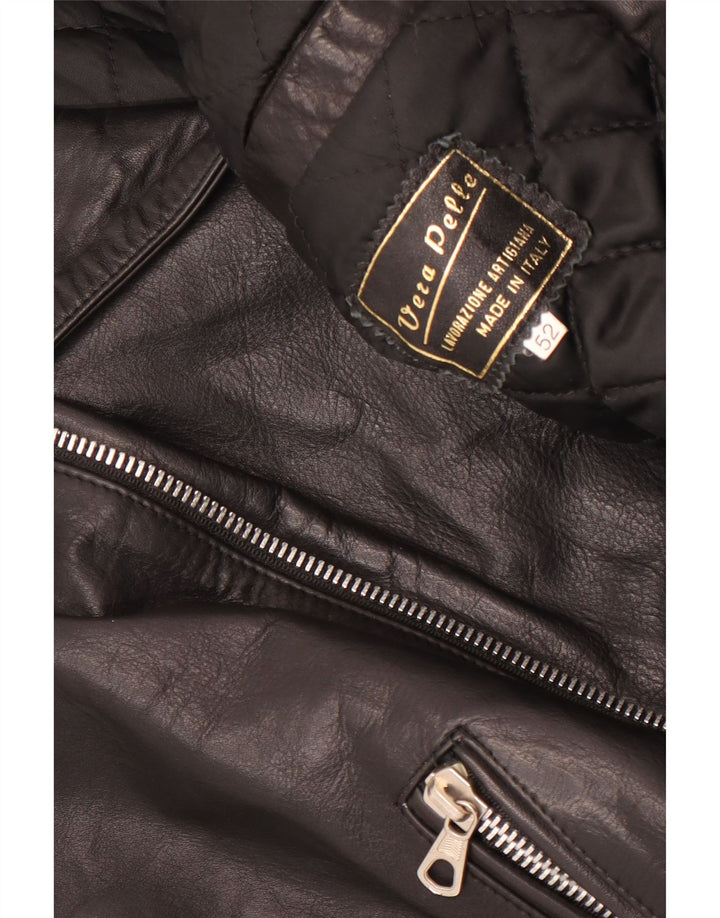 Jaqueta de couro masculina vintage para motociclista IT 52 XL couro preto