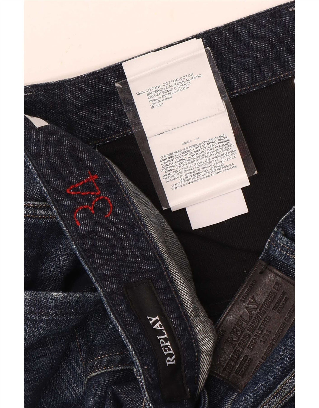 Replay Jeans masculino desgastado reto W34 L31 algodão azul