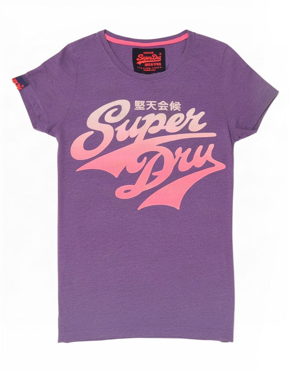 Camiseta gráfica feminina Superdry UK 6 XS roxo poliéster