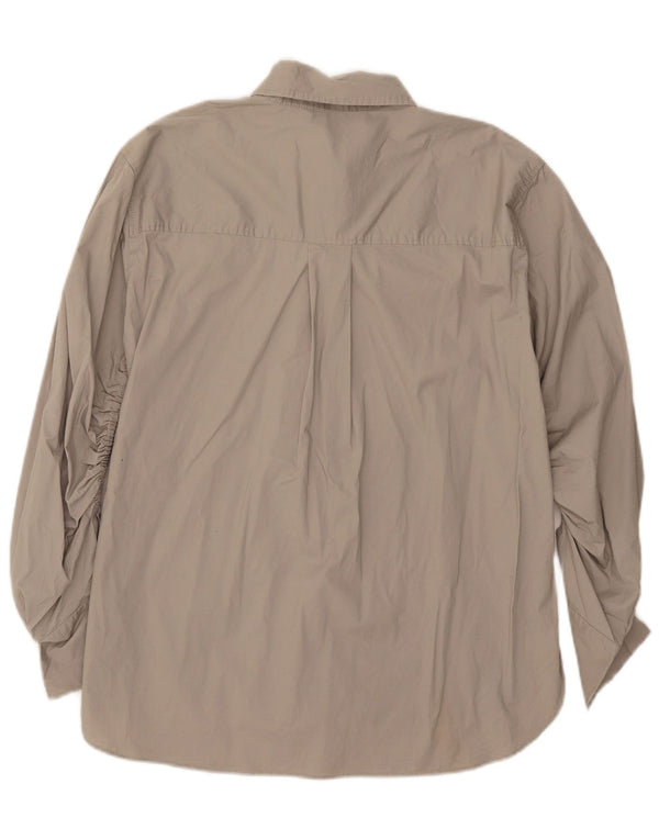 Camisa oversized feminina Zara UK 10 pequeno algodão cinza