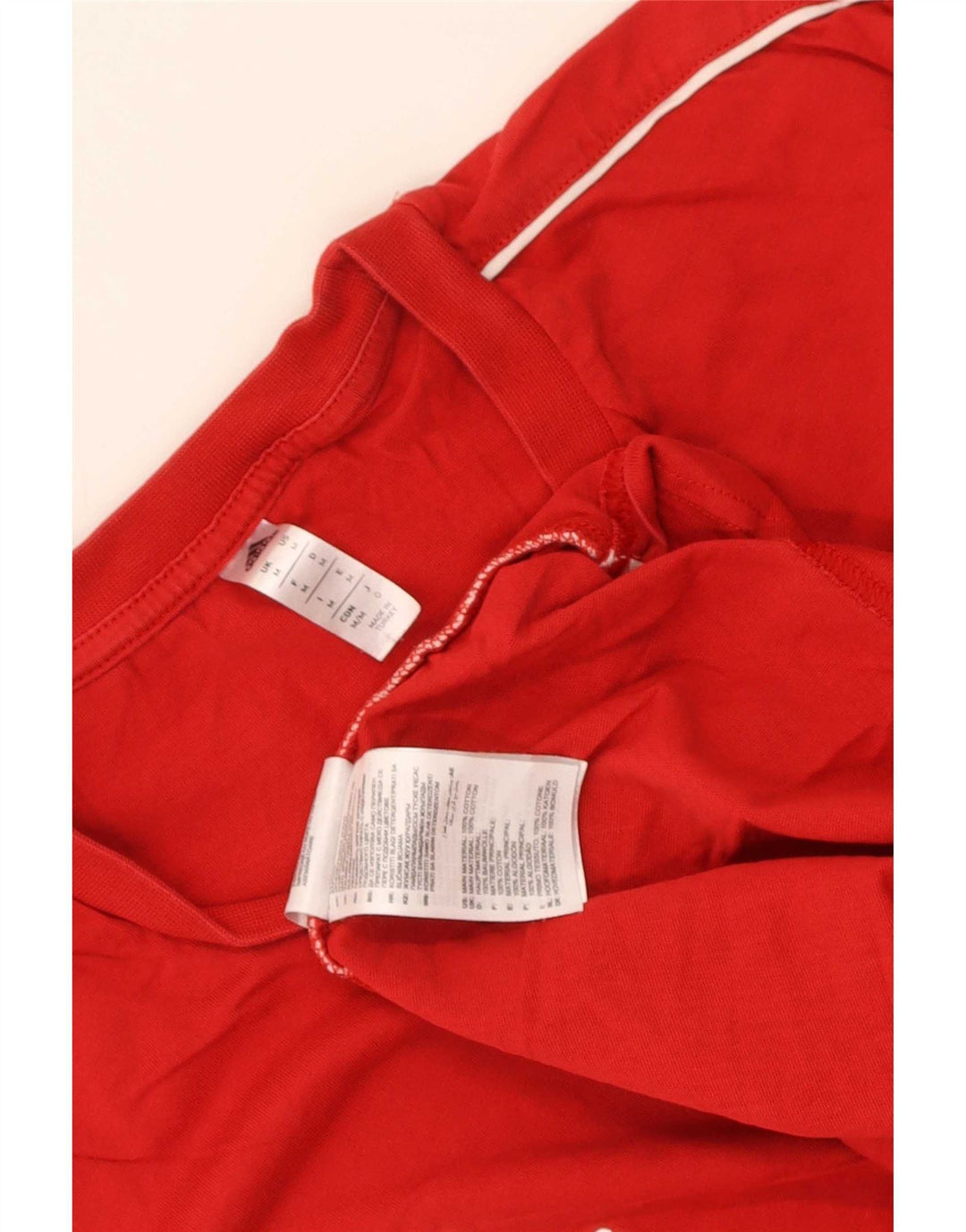 Adidas Mens Camiseta Médio Algodão Vermelho