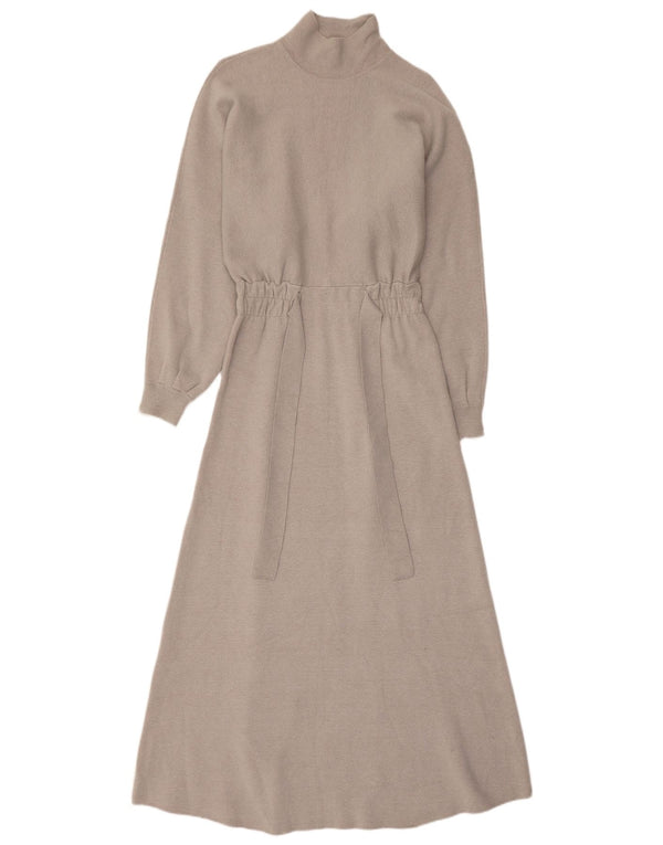 Zara Vestido maxi feminino de manga comprida, Reino Unido 12 Viscose cinza médio