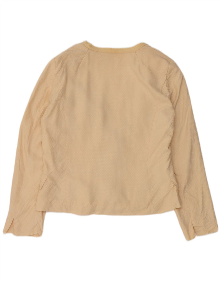 Jaqueta blazer feminina vintage com 3 botões Reino Unido 14 seda bege média