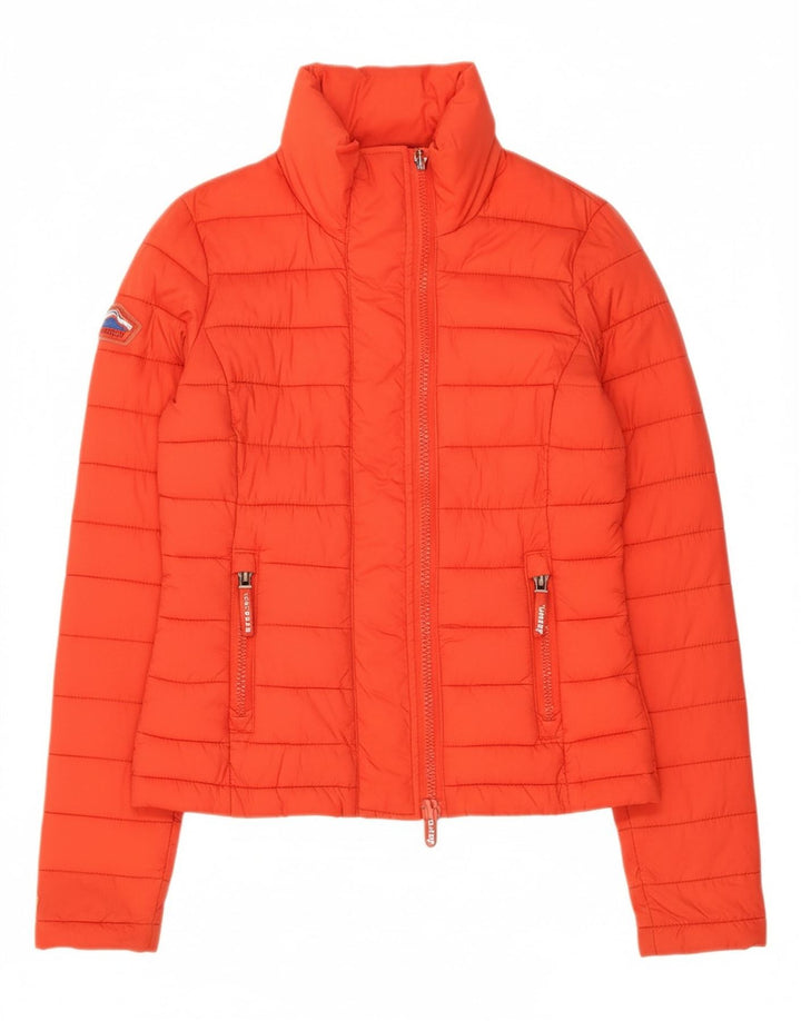 Jaqueta acolchoada feminina SUPERDRY UK 10 pequena laranja nylon