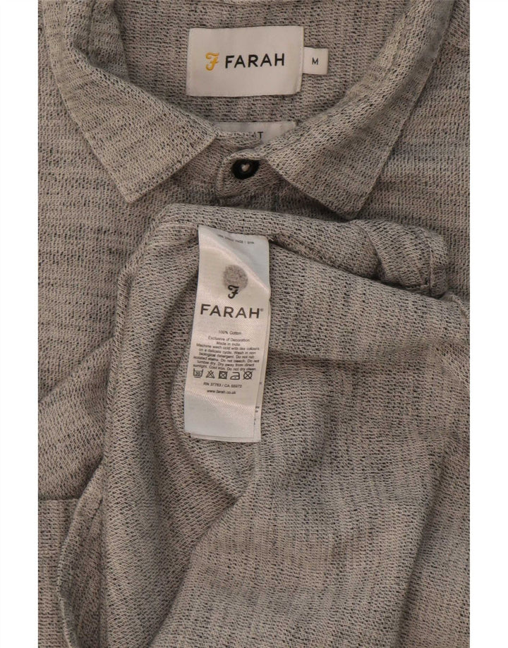 Camisa masculina Farah de algodão manchado cinza médio