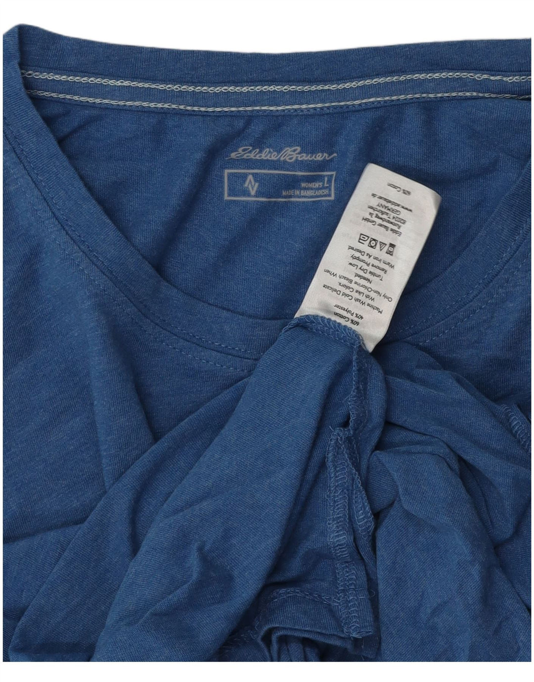 Camiseta feminina Eddie Bauer UK 16 grande algodão azul