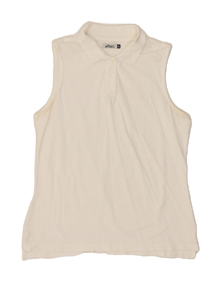 ASICS Womens Sleeveless Polo Shirt UK 18 XL White Cotton Vintage Asics and Second-Hand Asics from Messina Hembry 