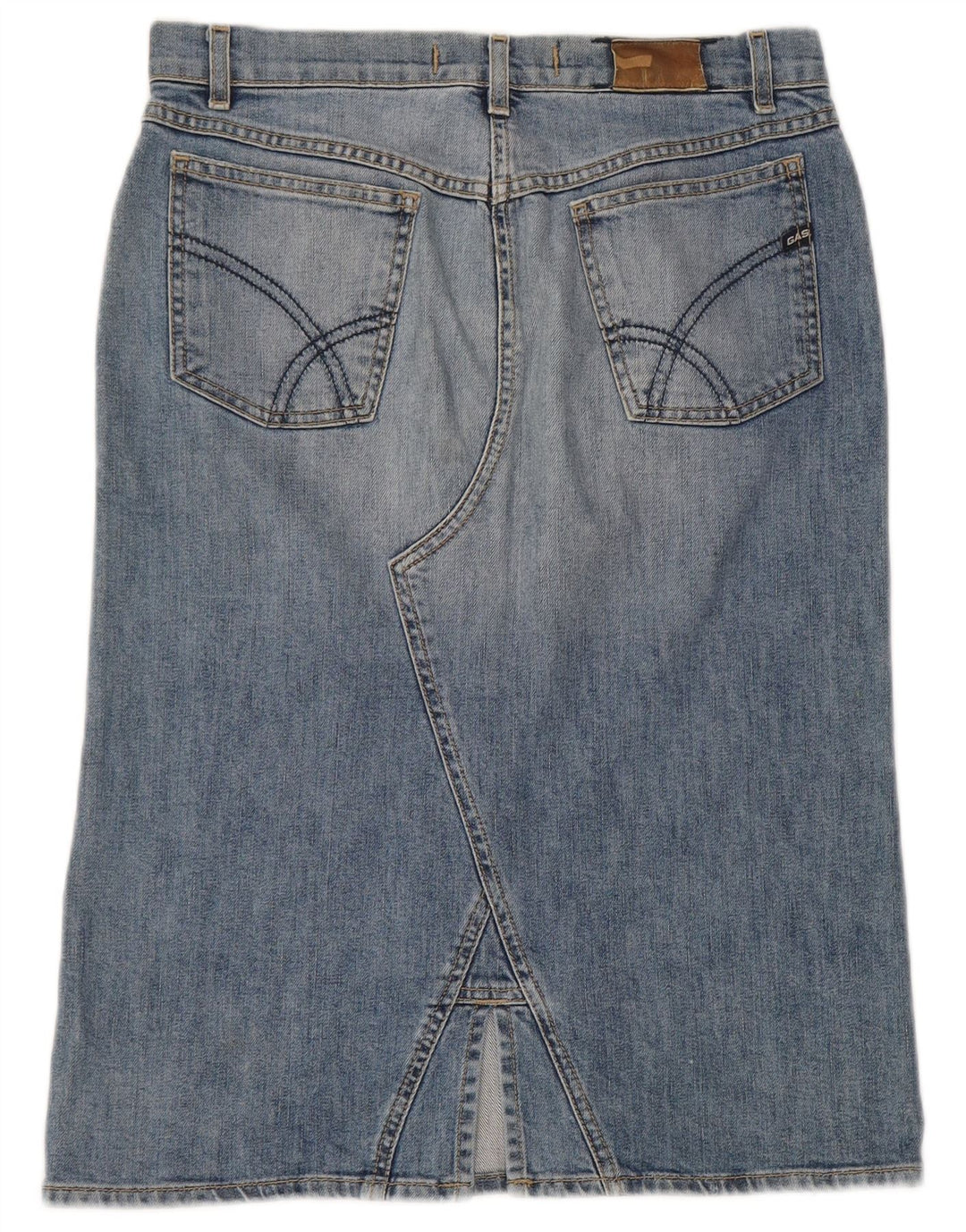 Saia jeans feminina Gas pequena W28 algodão azul