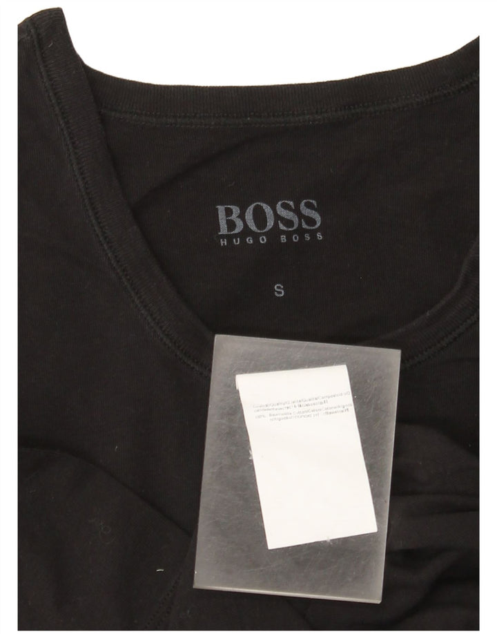 Hugo Boss Mens T-Shirt Top Pequeno Algodão Preto
