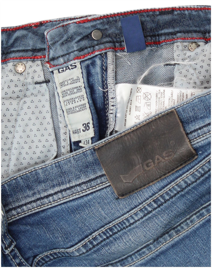 Gas Mens Slim Jeans W36 L34 Azul Algodão