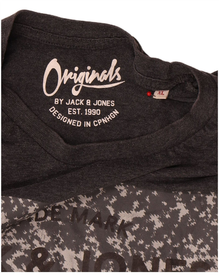 Camiseta gráfica masculina Jack & Jones Top XL algodão cinza