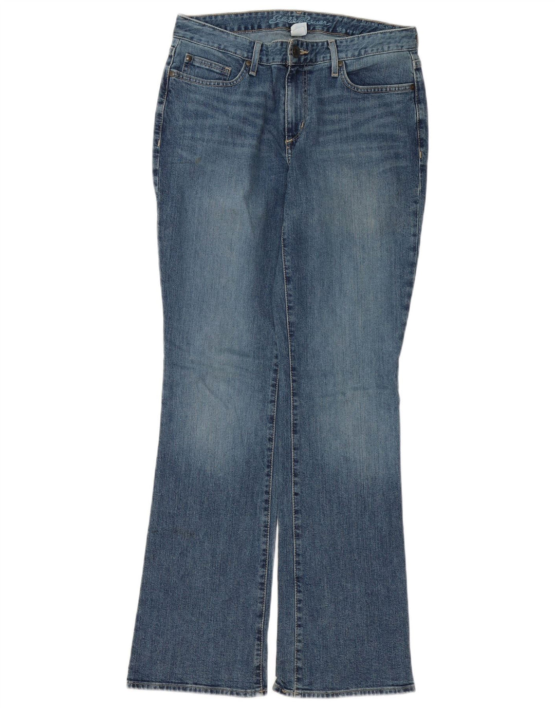 EDDIE BAUER Jeans feminino ligeiramente curvilíneo com corte bootcut US 8 médio W32 L34 azul
