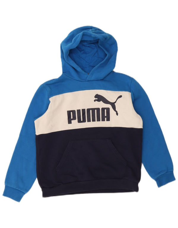 Suéter com capuz gráfico Puma Boys 11-12 anos azul colorblock algodão