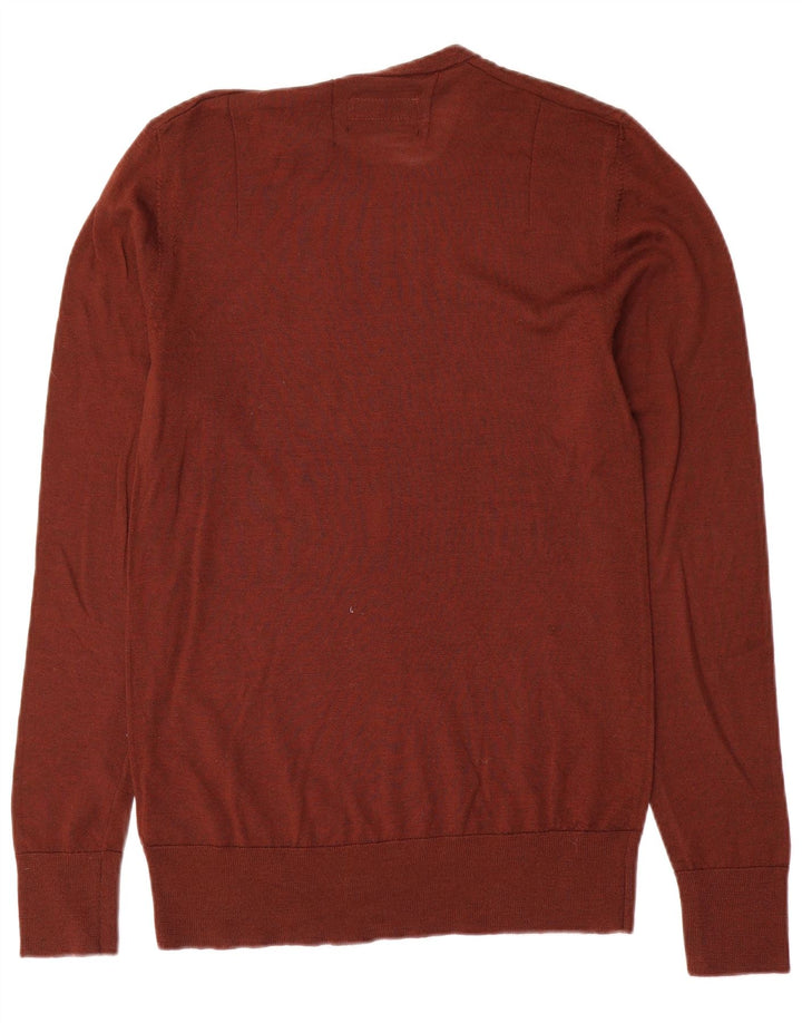 Suéter masculino All Saints com gola redonda e lã merino marrom pequena