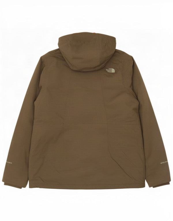 Jaqueta acolchoada feminina com capuz The North Face UK 16 Nylon cáqui grande