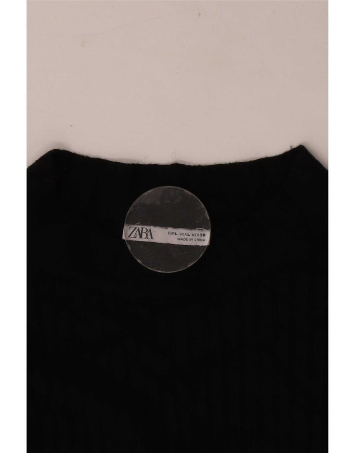 Top feminino Zara manga comprida UK 14 grande preto