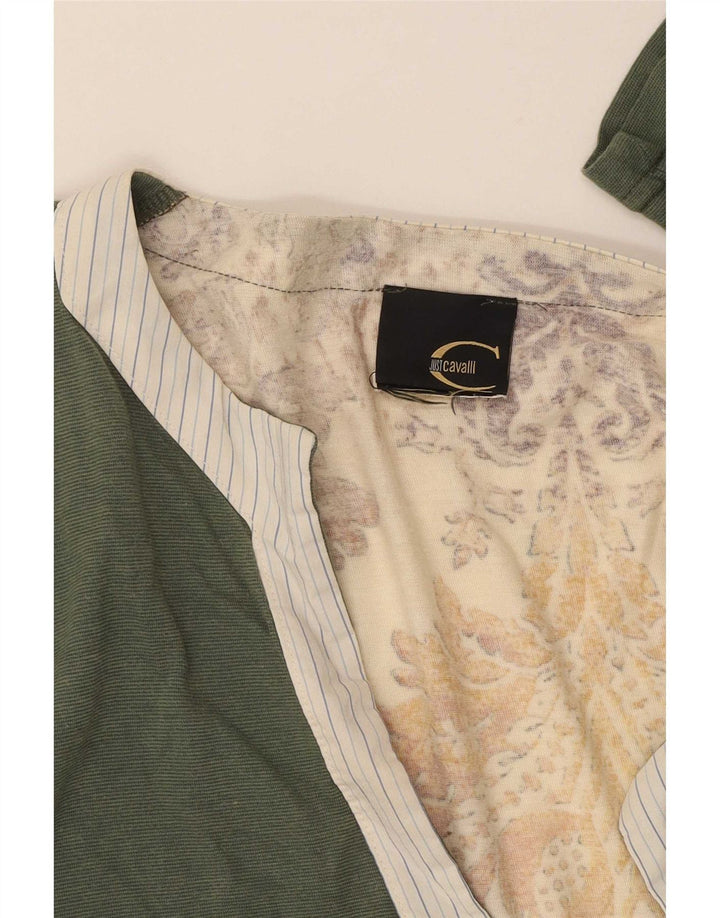 Top feminino Just Cavalli manga comprida Reino Unido 12 verde médio floral