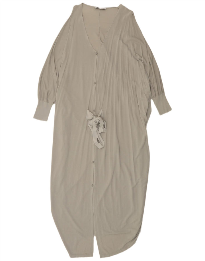 Suéter cardigã feminino Zara Longline oversized Reino Unido 14 Viscose cinza médio