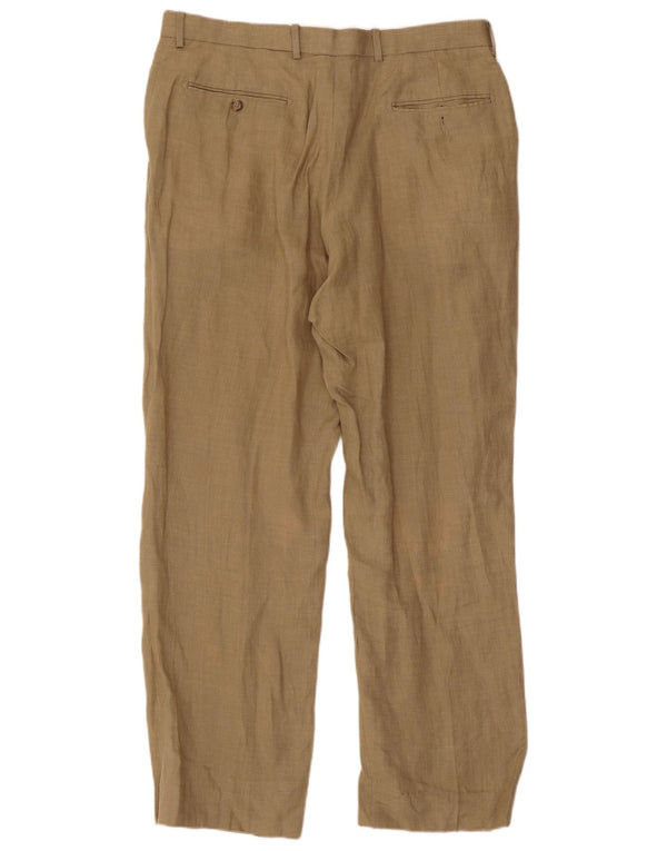 Calça chino reta masculina Marks & Spencer W34 L31 linho bege