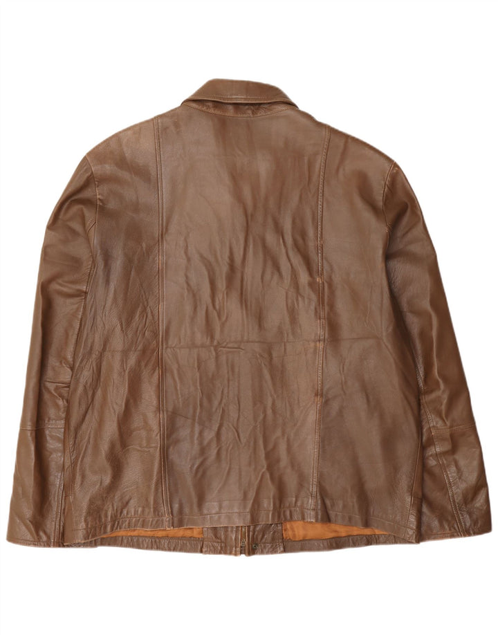 Jaqueta de couro masculina Michel IT 56 3XL Marrom
