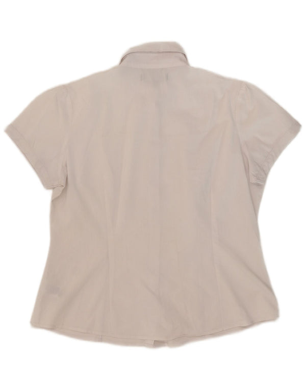 Camisa feminina de manga curta Marks & Spencer Reino Unido 12 algodão branco médio