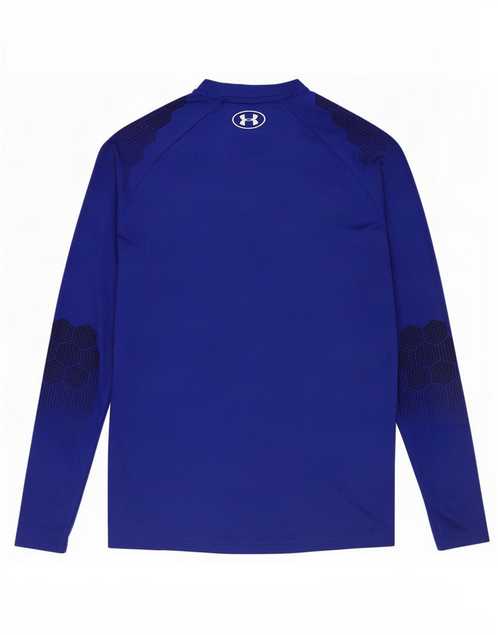 Under Armour Mens Top Manga Longa Poliéster Manchado Azul Médio