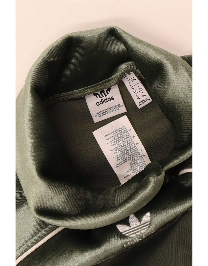 Adidas feminino oversized veludo top manga 3/4 Reino Unido 8 pequeno verde poliéster