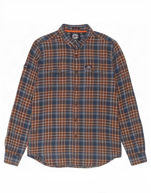 Camisa masculina Superdry Regular Fit flanela XL azul xadrez algodão