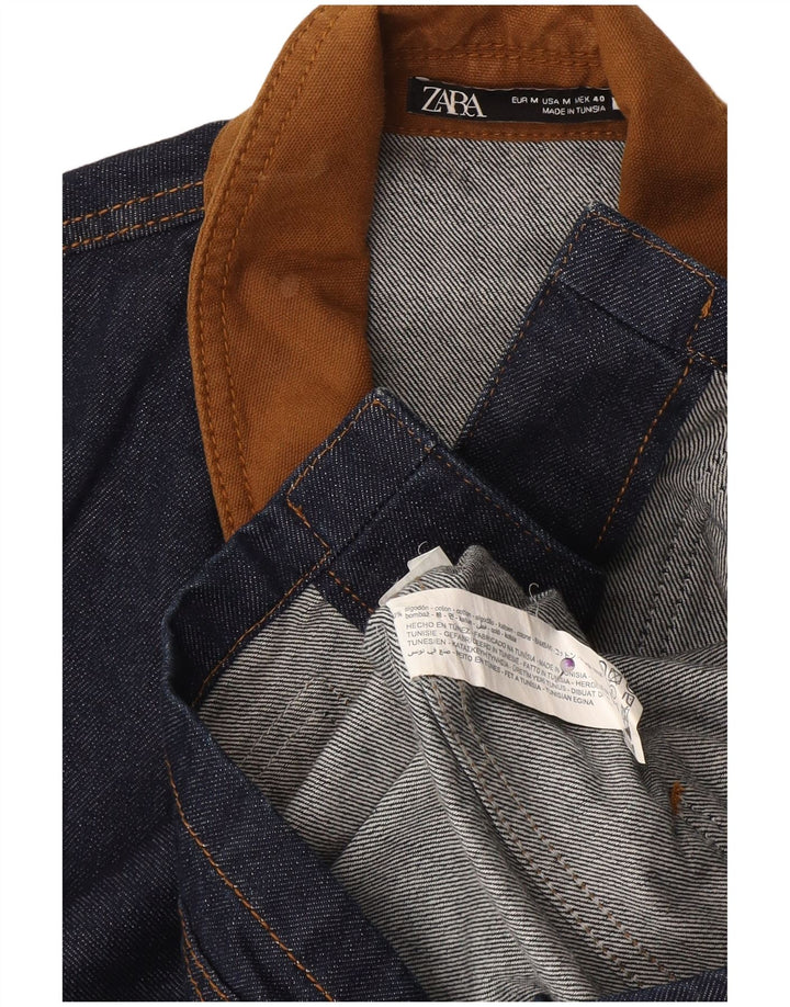 Jaqueta jeans masculina Zara UK 38 algodão azul marinho médio